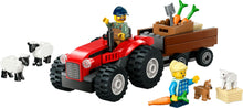 Load image into Gallery viewer, City Red Farm Tractor With Trailer & Sheep