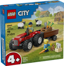 Load image into Gallery viewer, City Red Farm Tractor With Trailer & Sheep