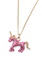 Load image into Gallery viewer, Glitter Pink Unicorn Necklace & Ring Set