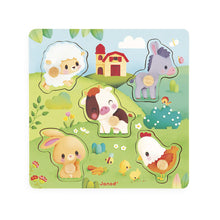 Load image into Gallery viewer, Farm Tactile Wooden Peg Puzzle