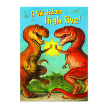 Load image into Gallery viewer, High Five Dinosaurs Birthday Card