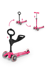 Load image into Gallery viewer, Pink 3in1 Micro Kickboard Deluxe Scooter