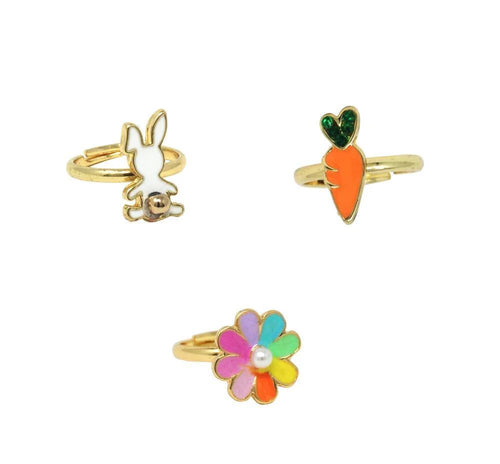 Bunny Garden Adjustable Ring Set