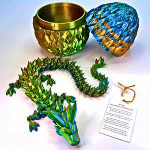 17 Inch Crystal Dragon Blue/Green/ Orange & Egg Fidget