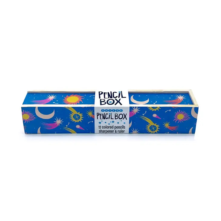 Cosmic Wooden Pencil Box & Colored Pencils