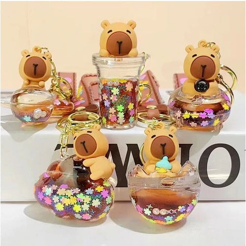 Capybara Sparkle Floaty Keychain Charm