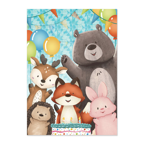 Animal Party Happy Birthday Card