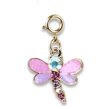 Load image into Gallery viewer, Gold Glitter Dragonfly Charm