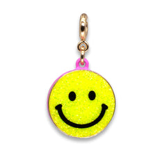 Load image into Gallery viewer, Gold Glitter Smiley Face Charm