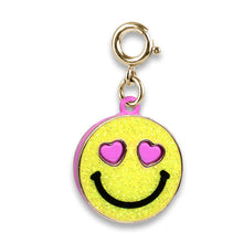 Load image into Gallery viewer, Gold Glitter Smiley Face Charm