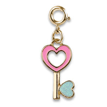 Load image into Gallery viewer, Gold Heart Key Charm