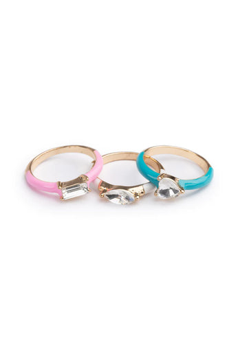 Boutique Chic Crystal Cool Rings 3 Pieces