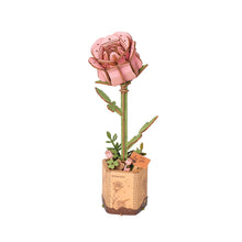 Load image into Gallery viewer, 3D Pink Rose Wooden Flower Puzzle Kit