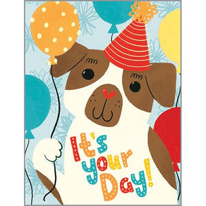 Puppy With Balloon Birthday Card