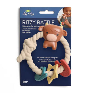 Ritzy Rattle Silicone Teether Rattles Highland Cow