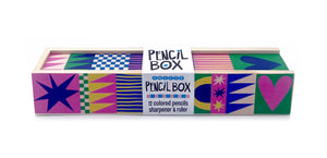 Geo Love Wooden Pencil Box & Colored Pencils