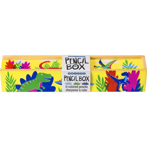 Dino Days Wooden Pencil Box & Colored Pencils