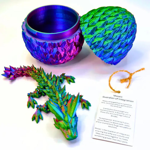 6 Inch Crystal Dragon Fidget & Egg Red/Blue/Green