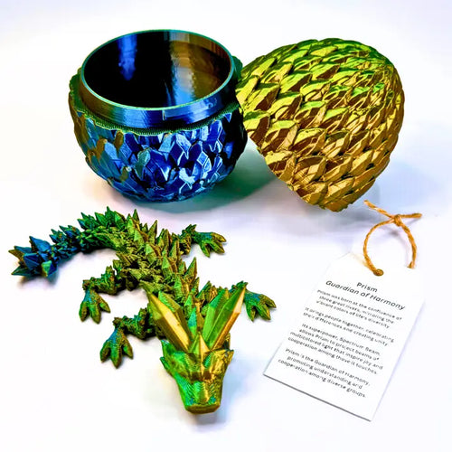 6 Inch Crystal Dragon Fidget & Egg Blue/Green/Orange