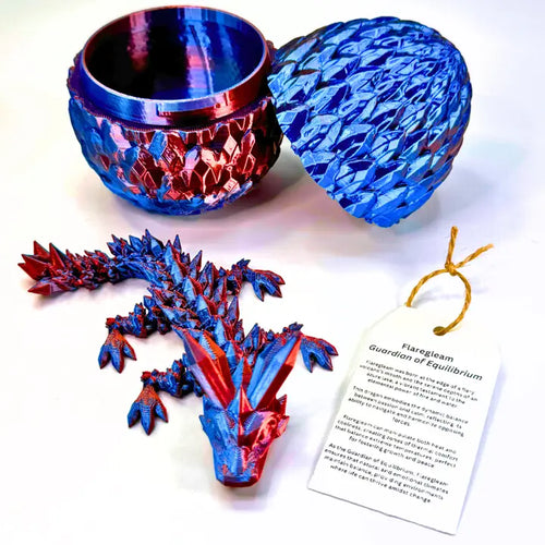 6 Inch Crystal Dragon Fidget & Egg Red/Blue