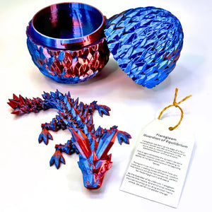 6 Inch Crystal Dragon Fidget & Egg Red/Blue