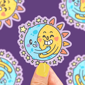 Moon And Sun Hugs Astronomy Celestial Vinyl Sticker