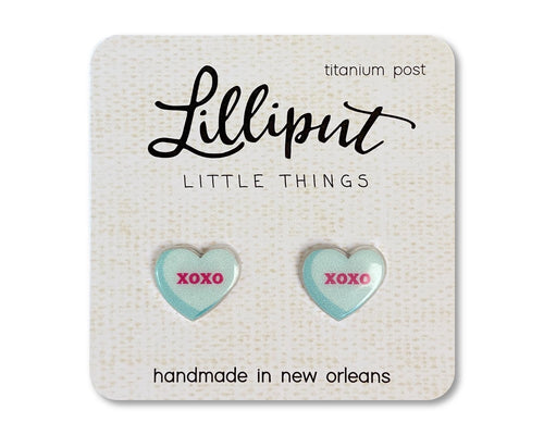 Conversation Heart Blue Earrings