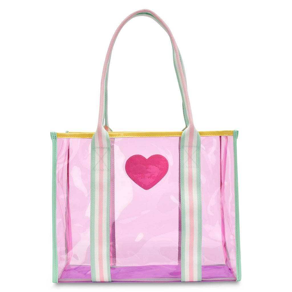 Color Block Clear Tote