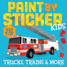 Load image into Gallery viewer, Trucks, Trains &amp; More Paint By Sticker Kids Book