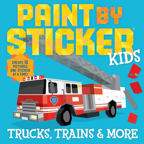 Trucks, Trains & More Paint By Sticker Kids Book