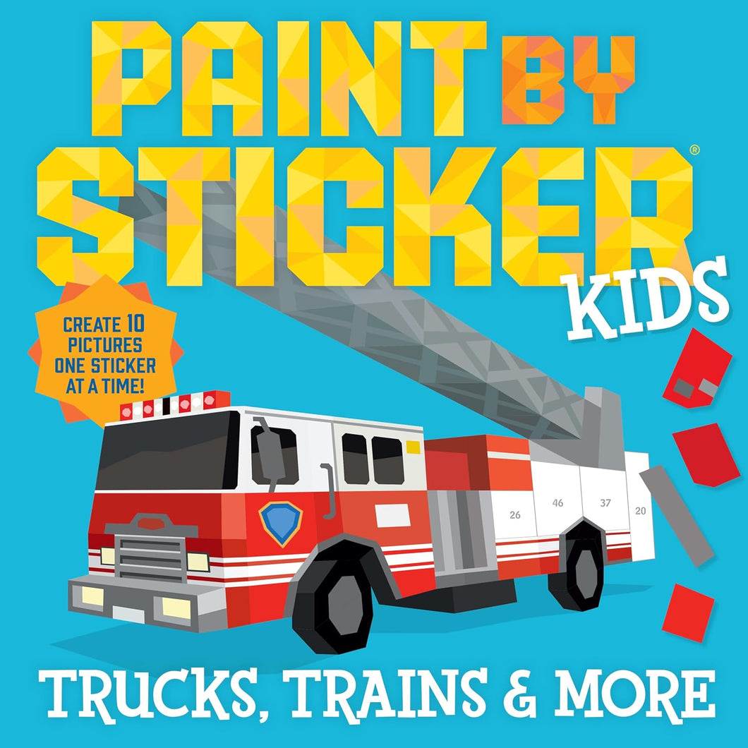 Trucks, Trains & More Paint By Sticker Kids Book
