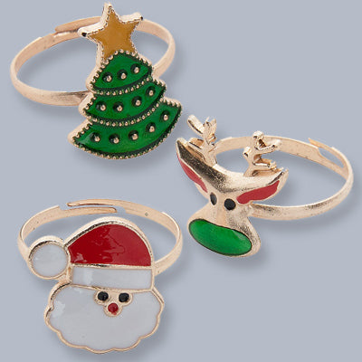 Holiday Enameled Character Adjustable Ring