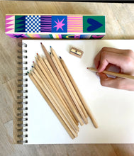Load image into Gallery viewer, Geo Love Wooden Pencil Box &amp; Colored Pencils