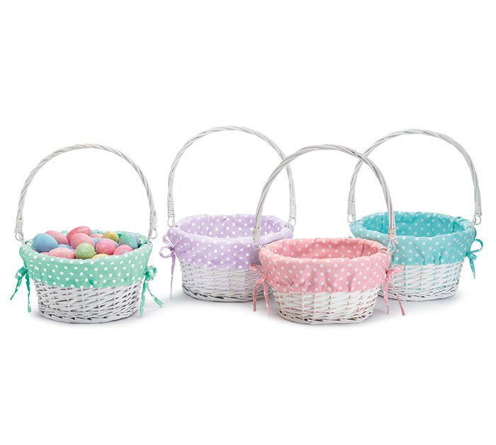 Spring Polka Dot Willow Basket