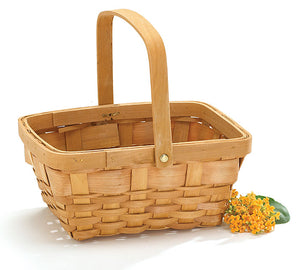 Medium Natural Chip Wood Basket With Handle