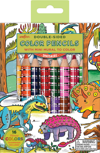 Dinosaurs Double-Sided Color Pencils With Mini Mural