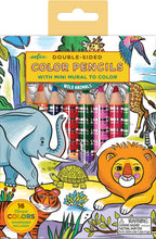 Load image into Gallery viewer, Wild Animals Double-Sided Color Pencils With Mini Mural