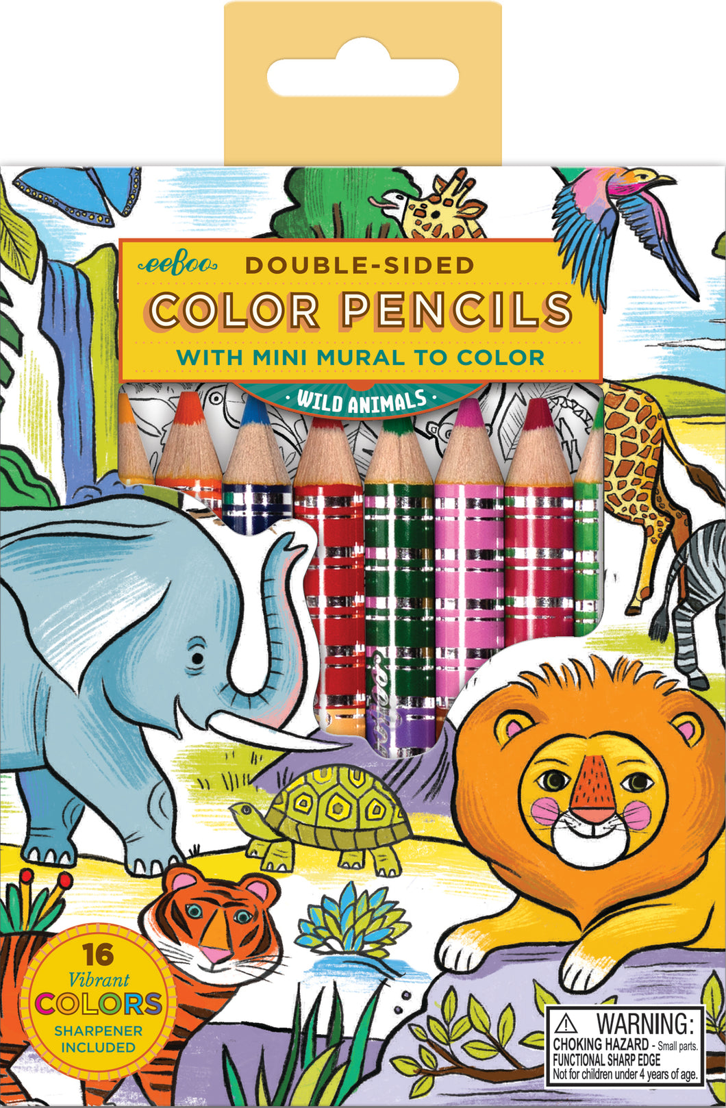 Wild Animals Double-Sided Color Pencils With Mini Mural