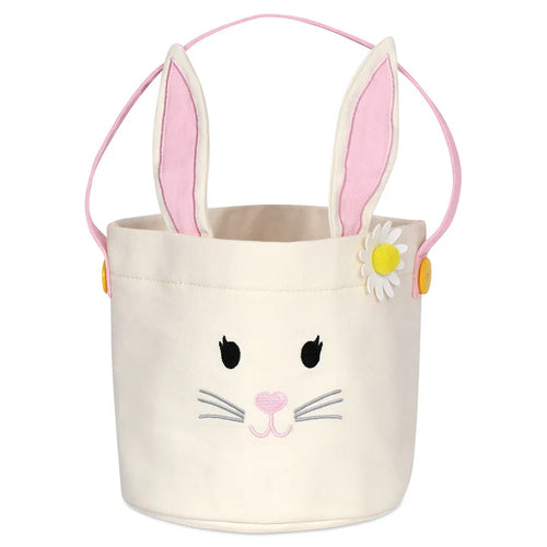 Pink Bunny Canvas Basket