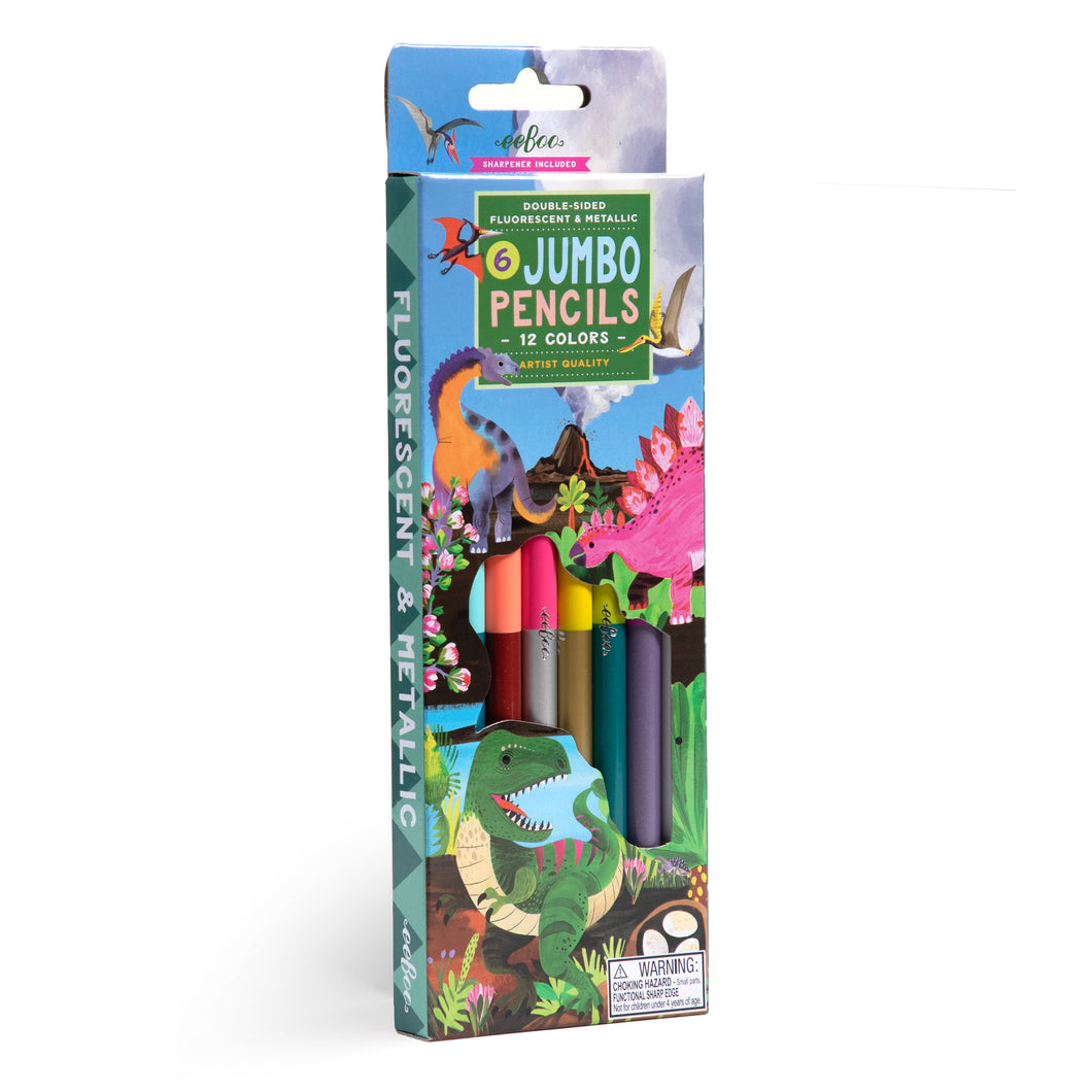 Dinosaur 6 Double Sided Jumbo Pencils