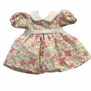 10" Pink & Green Floral Print Doll Dress