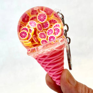 Fruit Ice Cream Floaty Keychain Charm