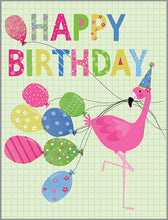 Load image into Gallery viewer, Glitter Flamingo Birthday Card