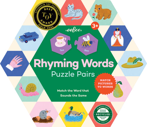Rhyming Words Hexagon Puzzle Pairs
