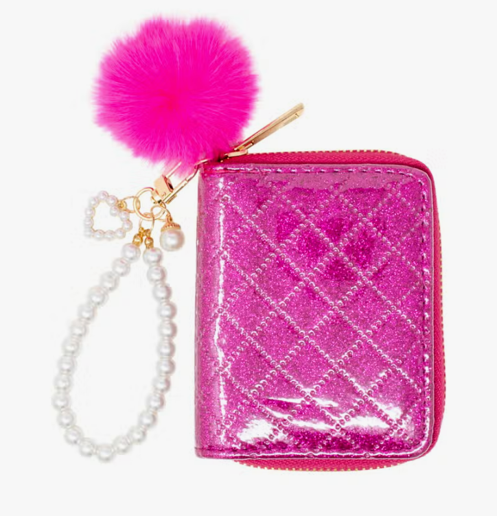 Sparkle Pearl Strap Wallet Hot Pink