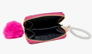 Sparkle Pearl Strap Wallet Hot Pink
