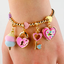 Load image into Gallery viewer, Gold Heart Key Charm