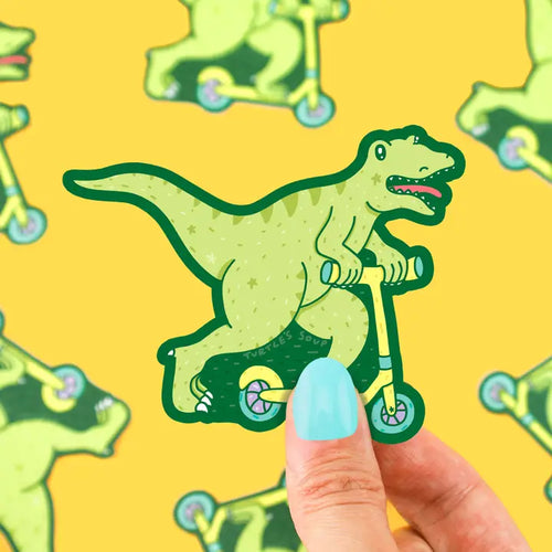 Scooting Dinosaur Scooter TRex Cool Vinyl Sticker