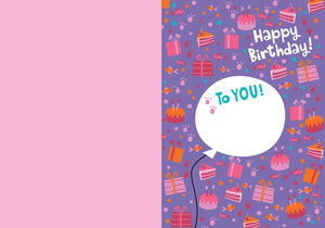 Pink Kitten Flocked Birthday Card