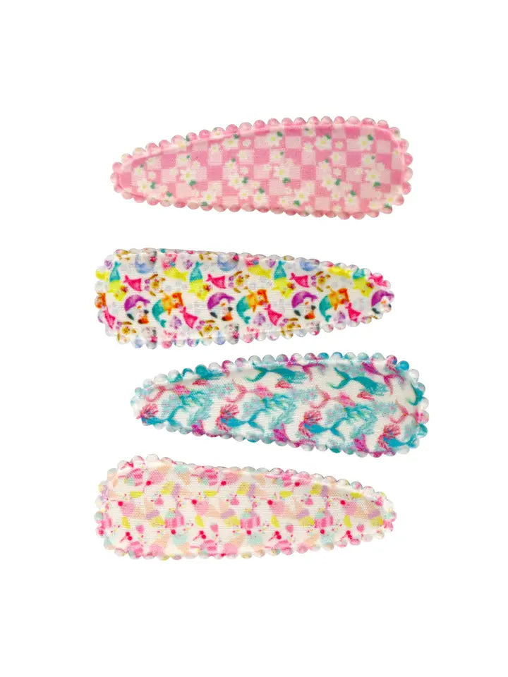 Pattern Fabric Hair Clips 4 Pack